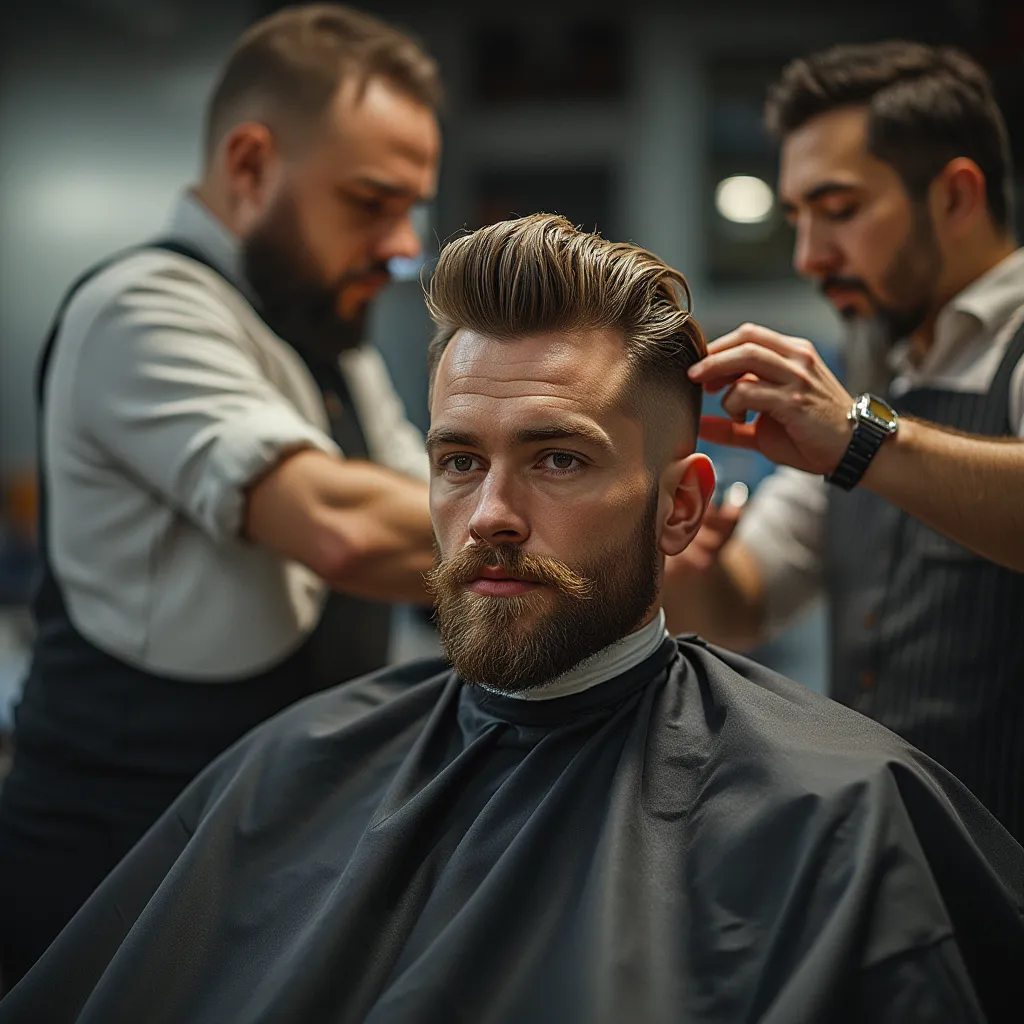 Equipo de barberos profesionales